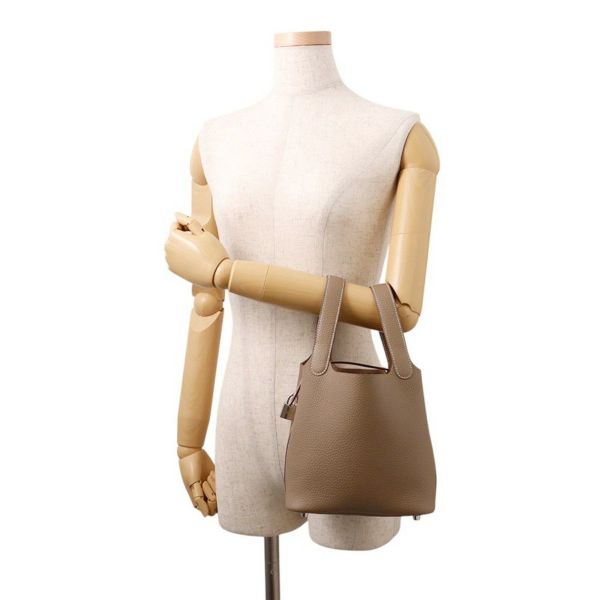 エルメス ハンドバッグ ピコタンロックPM エトゥープ/シルバー金具 トリヨンクレマンス K刻印