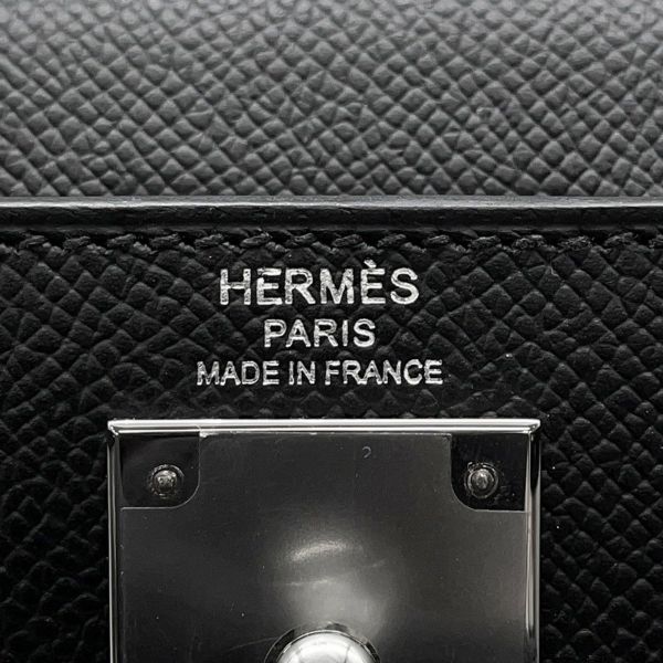 エルメス ハンドバッグ ケリー28 外縫い ブラック/シルバー金具 エプソン W刻印 ２wayショルダー 黒