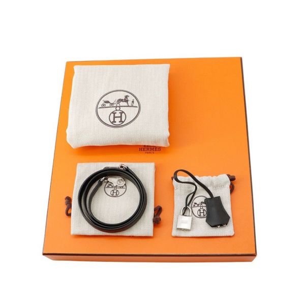 エルメス ハンドバッグ ケリー28 外縫い ブラック/シルバー金具 エプソン W刻印 ２wayショルダー 黒