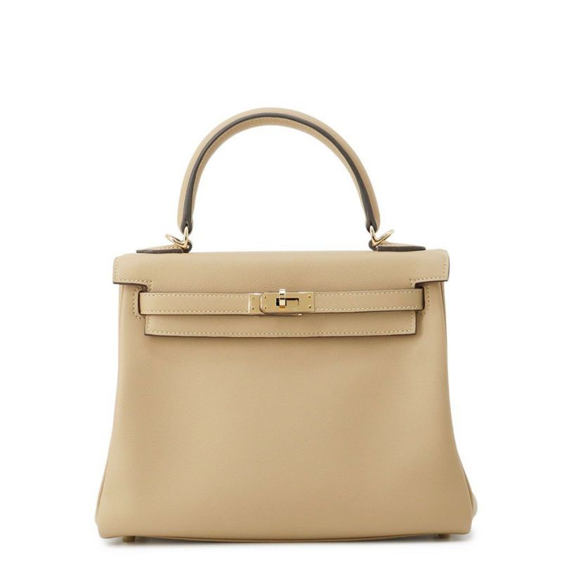 エルメス ハンドバッグ ケリー25 内縫い プシエール/シャンパンゴールド金具 スイフト K刻印 ２wayショルダー