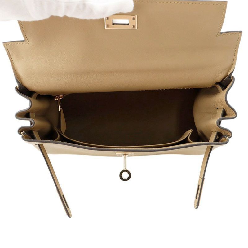 エルメス ハンドバッグ ケリー25 内縫い プシエール/シャンパンゴールド金具 スイフト K刻印 ２wayショルダー