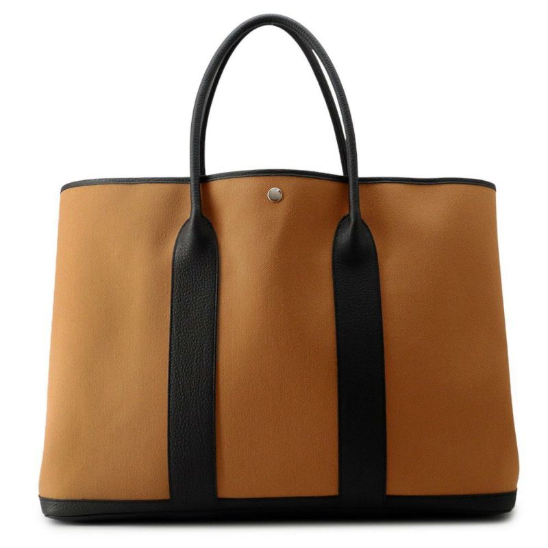 エルメス トートバッグ ガーデンパーティGM デューン/ブラック/シルバー金具 トワルアッシュ/ネゴンダ W刻印