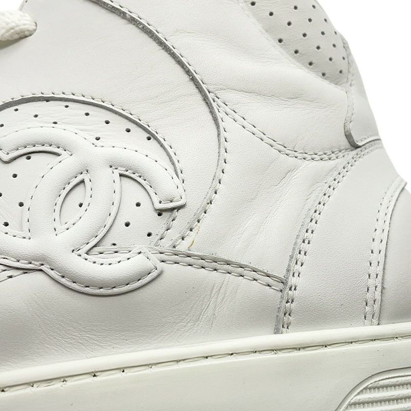 シャネル スニーカー ココマーク ハイカットスニーカー メンズサイズ41 G45082 CHANEL 靴 白