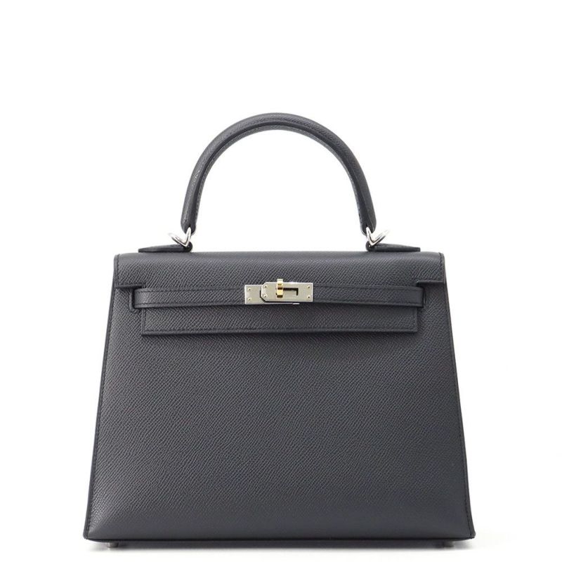 エルメス ハンドバッグ ケリー25 外縫い アルドワーズ/エレクトラム金具 エプソン K刻印 2wayショルダー黒