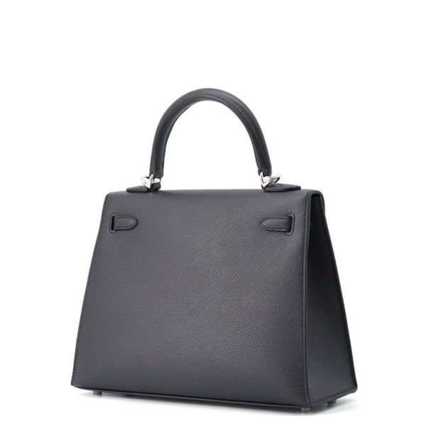 エルメス ハンドバッグ ケリー25 外縫い アルドワーズ/エレクトラム金具 エプソン K刻印 2wayショルダー黒