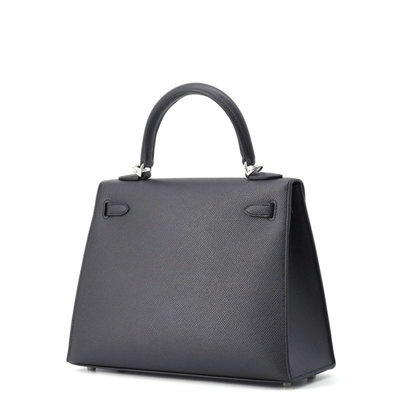 エルメス ハンドバッグ ケリー25 外縫い アルドワーズ/エレクトラム金具 エプソン K刻印 2wayショルダー黒