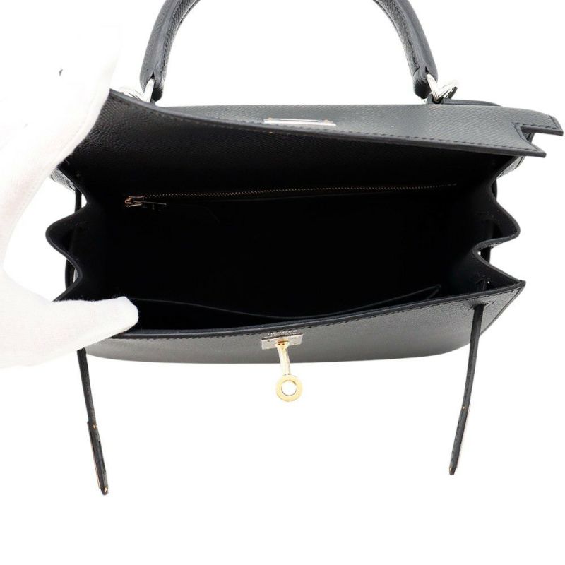 エルメス ハンドバッグ ケリー25 外縫い アルドワーズ/エレクトラム金具 エプソン K刻印 2wayショルダー黒