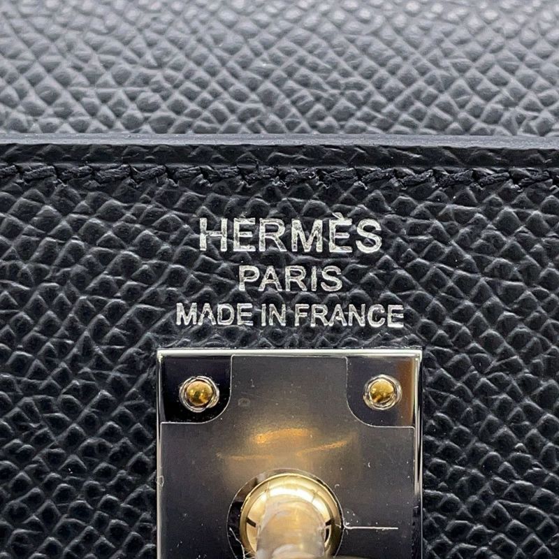 エルメス ハンドバッグ ケリー25 外縫い アルドワーズ/エレクトラム金具 エプソン K刻印 2wayショルダー黒