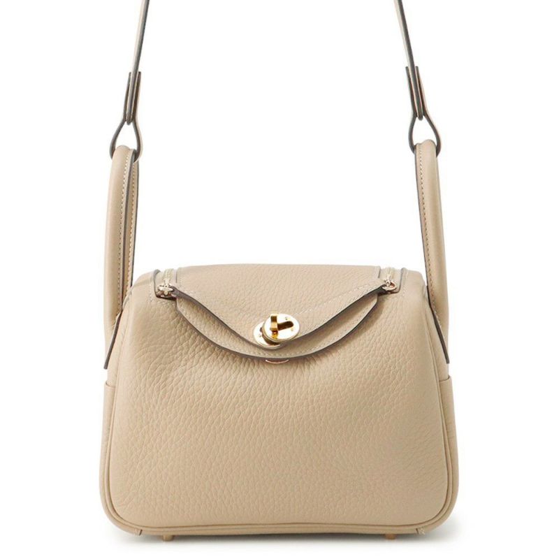 エルメス リンディ ミニ ヴェルソ トレンチ/エトゥープ/ゴールド金具 トリヨンクレマンス K刻印 2wayショルダー