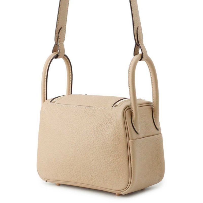 エルメス リンディ ミニ ヴェルソ トレンチ/エトゥープ/ゴールド金具 トリヨンクレマンス K刻印 2wayショルダー