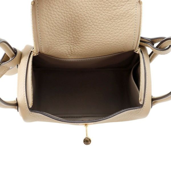 エルメス リンディ ミニ ヴェルソ トレンチ/エトゥープ/ゴールド金具 トリヨンクレマンス K刻印 2wayショルダー