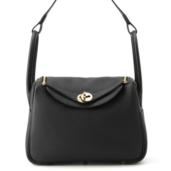 エルメス ハンドバッグ リンディ26 ブラック/ゴールド金具 トリヨンクレマンス K刻印 2way 黒