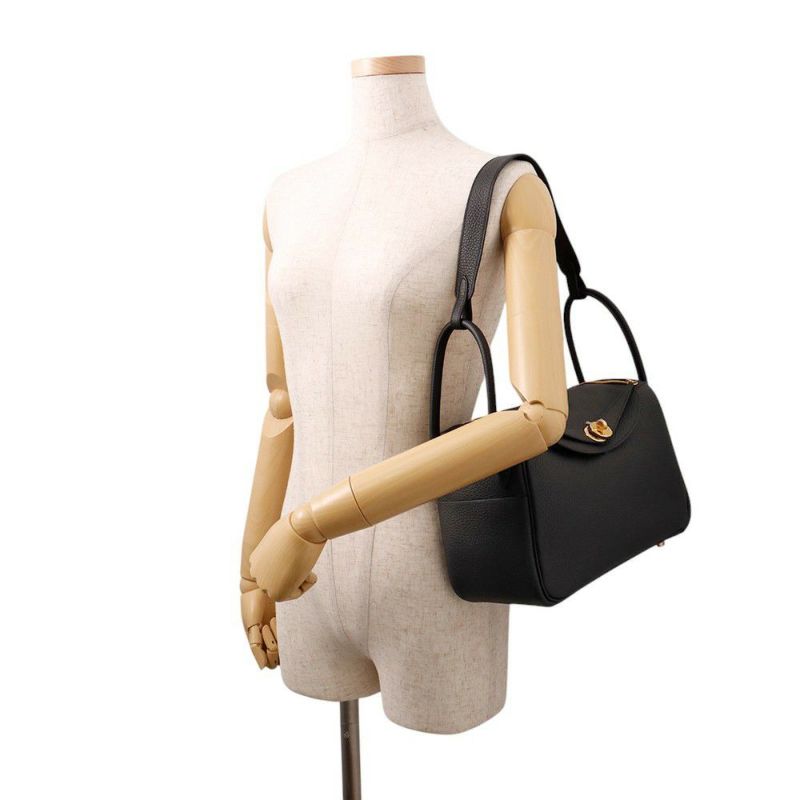 エルメス ハンドバッグ リンディ26 ブラック/ゴールド金具 トリヨンクレマンス K刻印 2way 黒