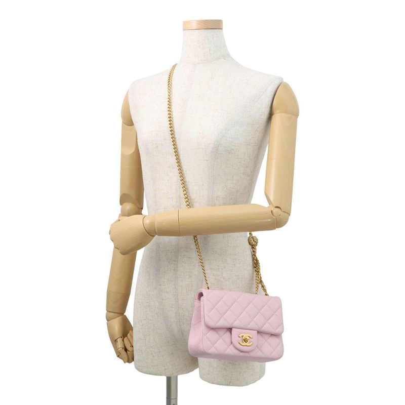 シャネル チェーンショルダーバッグ ミニ マトラッセ ココマーク カメリア ラムスキン AS4040 CHANEL