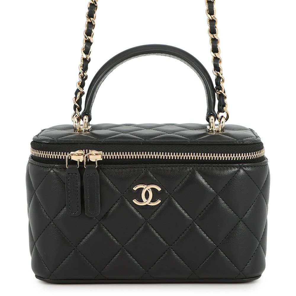 シャネル チェーンショルダーバッグ マトラッセ ココマーク ヴァニティケース ラムスキン AP2199 CHANEL 黒