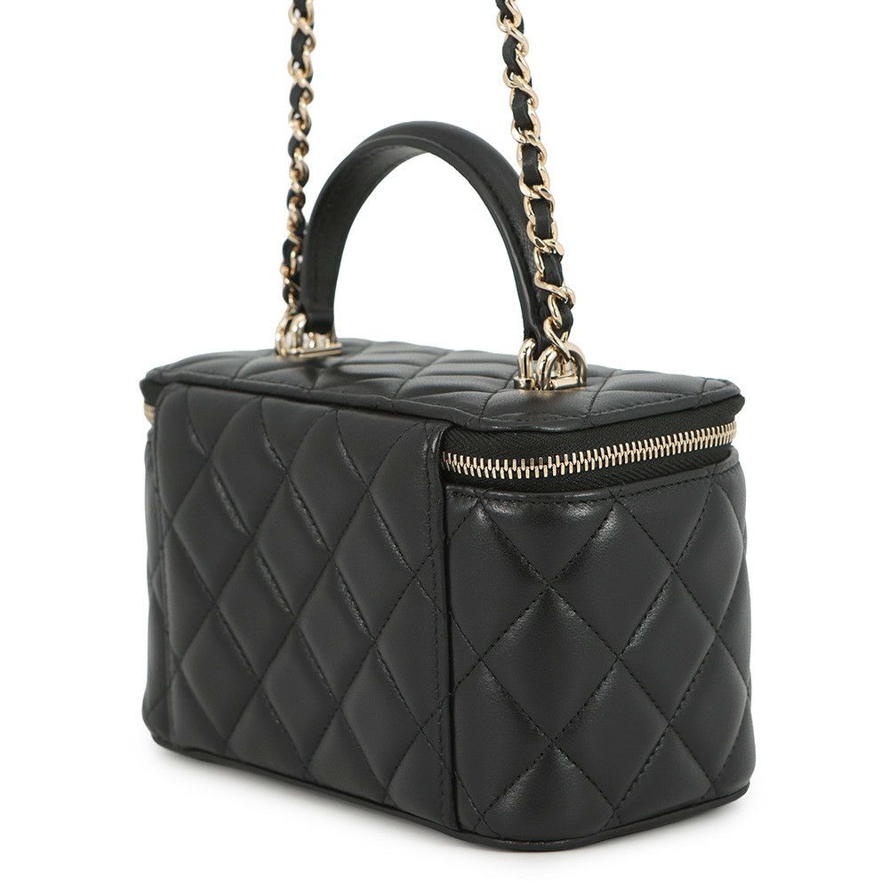 シャネル チェーンショルダーバッグ マトラッセ ココマーク ヴァニティケース ラムスキン AP2199 CHANEL 黒