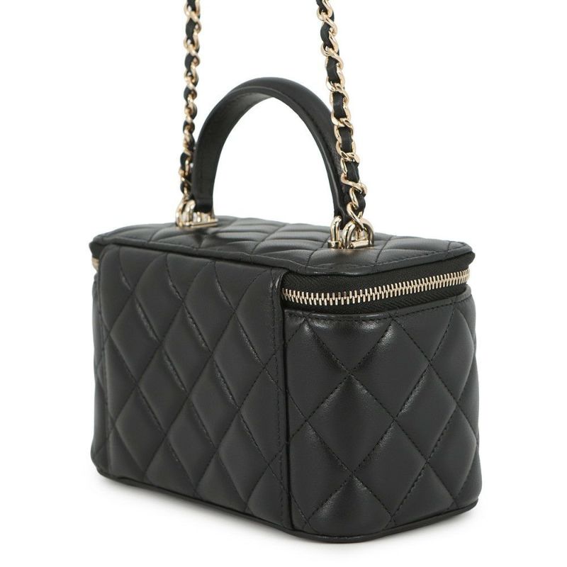 シャネル チェーンショルダーバッグ マトラッセ ココマーク ヴァニティケース ラムスキン AP2199 CHANEL 黒