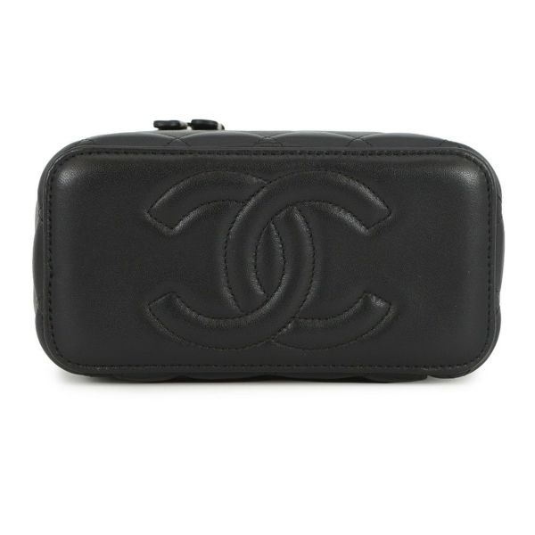 シャネル チェーンショルダーバッグ マトラッセ ココマーク ヴァニティケース ラムスキン AP2199 CHANEL 黒