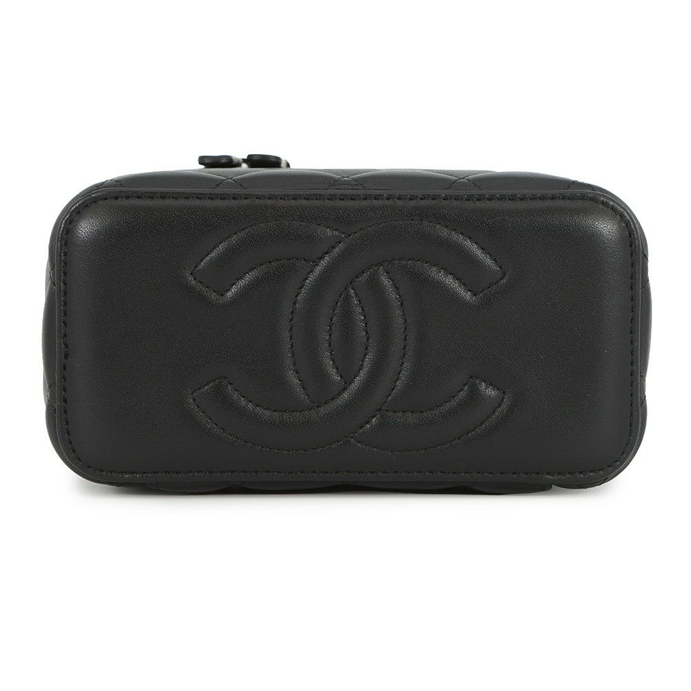 シャネル チェーンショルダーバッグ マトラッセ ココマーク ヴァニティケース ラムスキン AP2199 CHANEL 黒