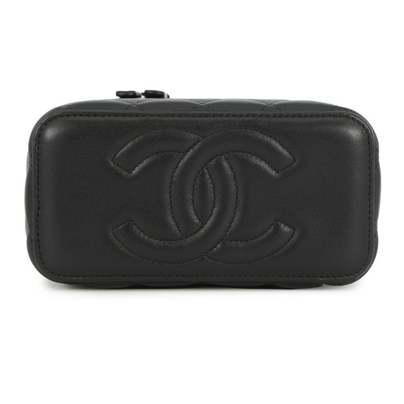 シャネル チェーンショルダーバッグ マトラッセ ココマーク ヴァニティケース ラムスキン AP2199 CHANEL 黒