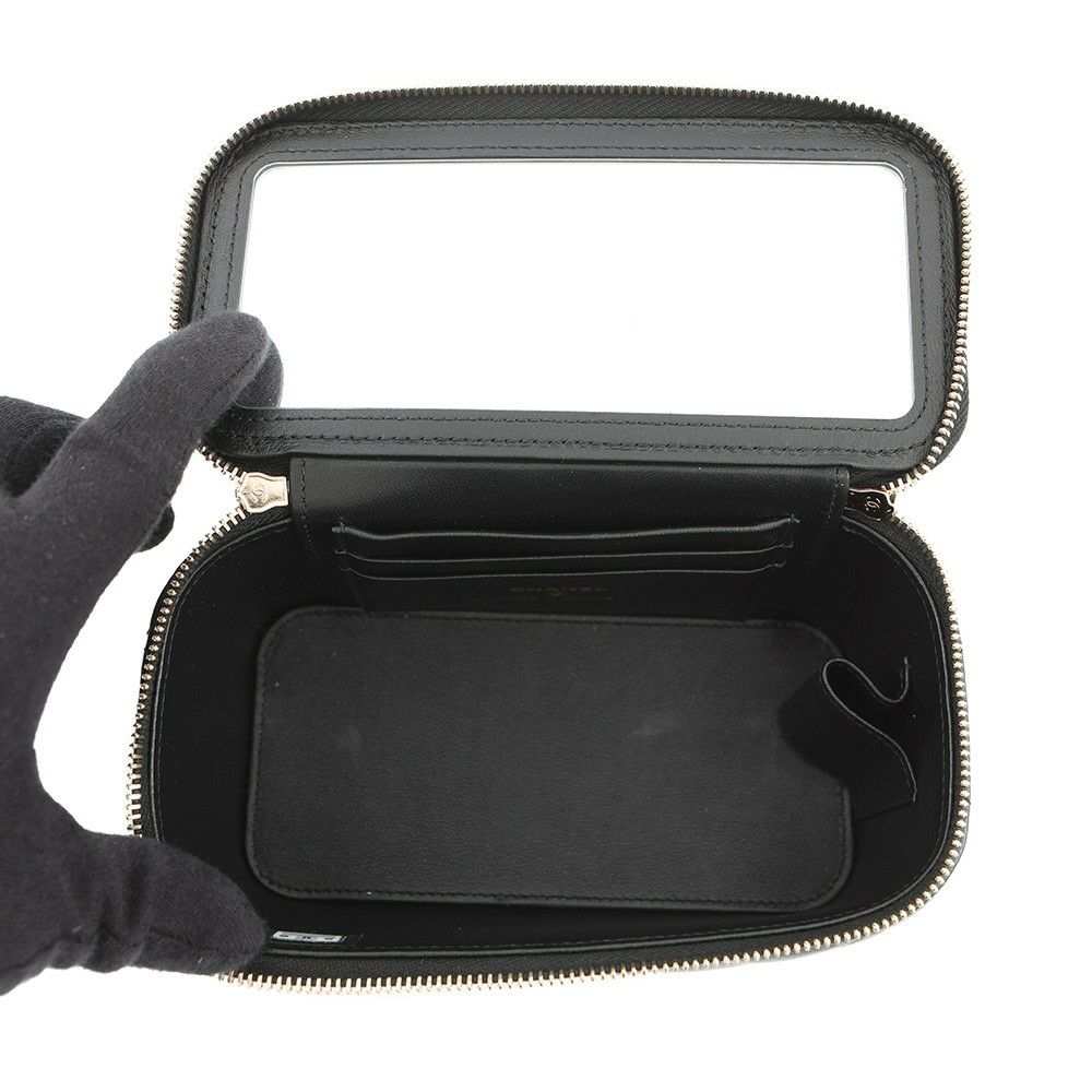 シャネル チェーンショルダーバッグ マトラッセ ココマーク ヴァニティケース ラムスキン AP2199 CHANEL 黒