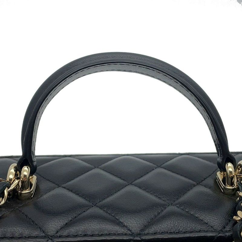 シャネル チェーンショルダーバッグ マトラッセ ココマーク ヴァニティケース ラムスキン AP2199 CHANEL 黒