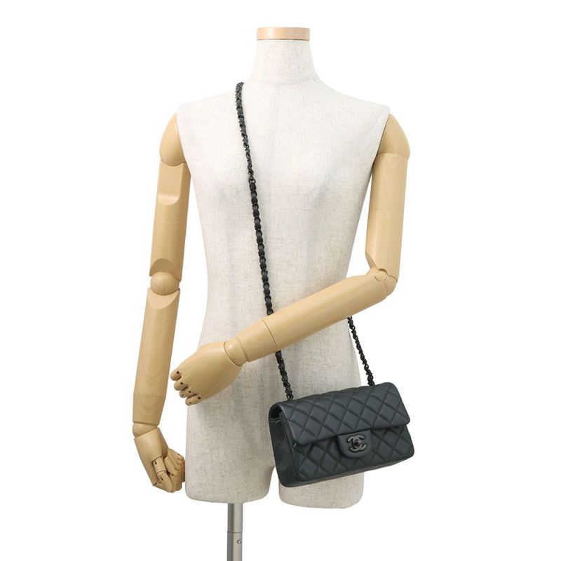 シャネル チェーンショルダーバッグ ココマーク ミニ マトラッセ 20 ラムスキン A69900 CHANEL 黒
