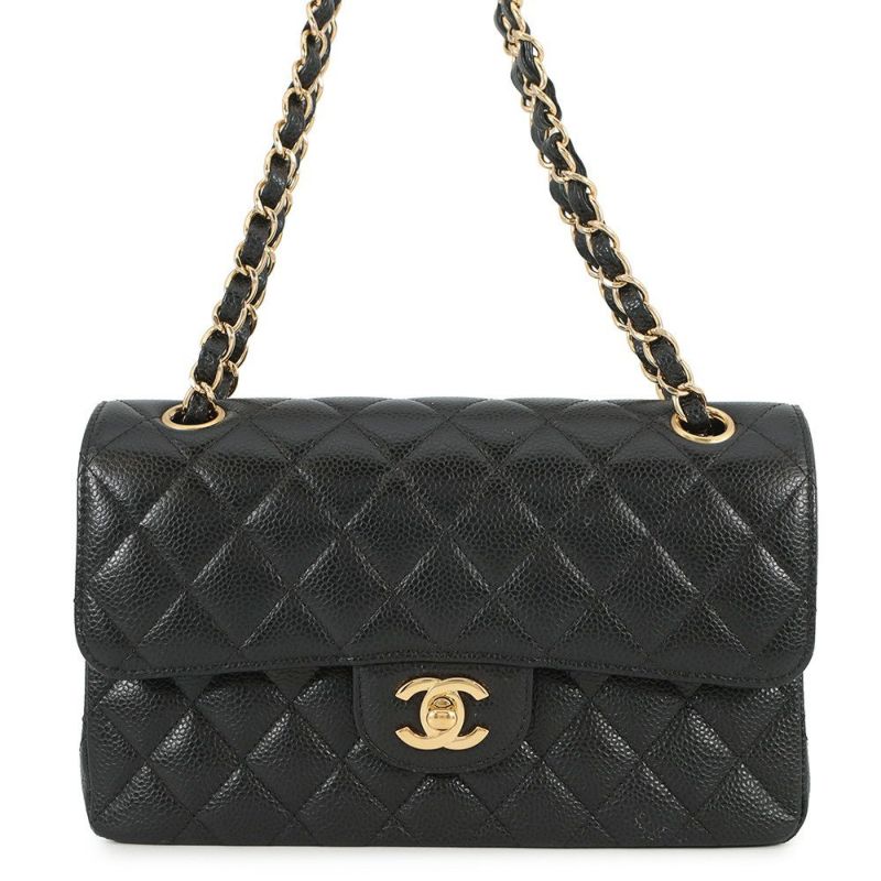 シャネル チェーンショルダーバッグ マトラッセ23 ココマーク Wフラップ キャビアスキン A01113 CHANEL 黒