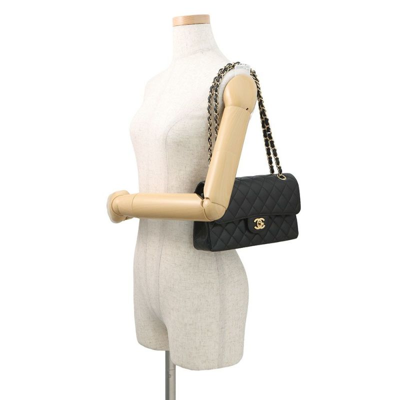 シャネル チェーンショルダーバッグ マトラッセ23 ココマーク Wフラップ キャビアスキン A01113 CHANEL 黒