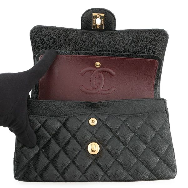 シャネル チェーンショルダーバッグ マトラッセ23 ココマーク Wフラップ キャビアスキン A01113 CHANEL 黒