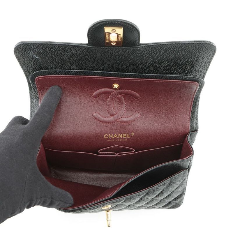 シャネル チェーンショルダーバッグ マトラッセ23 ココマーク Wフラップ キャビアスキン A01113 CHANEL 黒