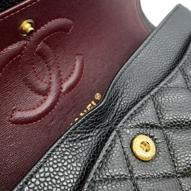 シャネル チェーンショルダーバッグ マトラッセ23 ココマーク Wフラップ キャビアスキン A01113 CHANEL 黒