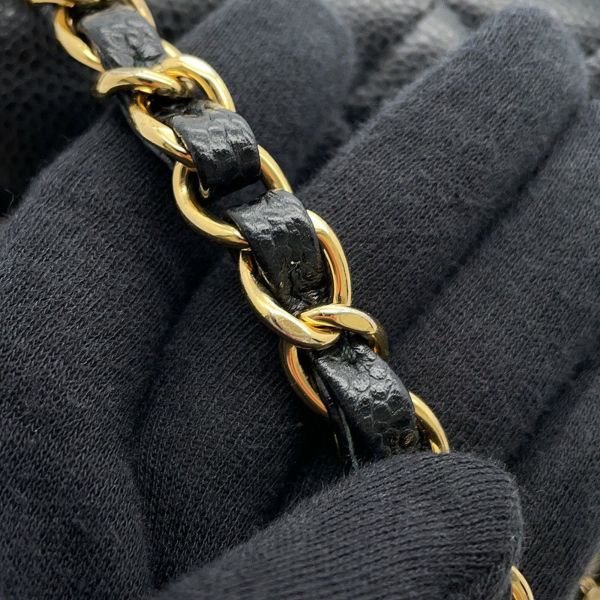 シャネル チェーンショルダーバッグ マトラッセ23 ココマーク Wフラップ キャビアスキン A01113 CHANEL 黒