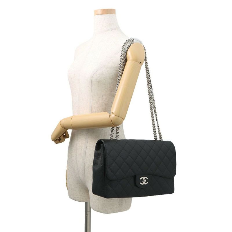 シャネル チェーンショルダーバッグ マトラッセ30 ココマーク キャビアスキン A28600 CHANEL デカマト 黒