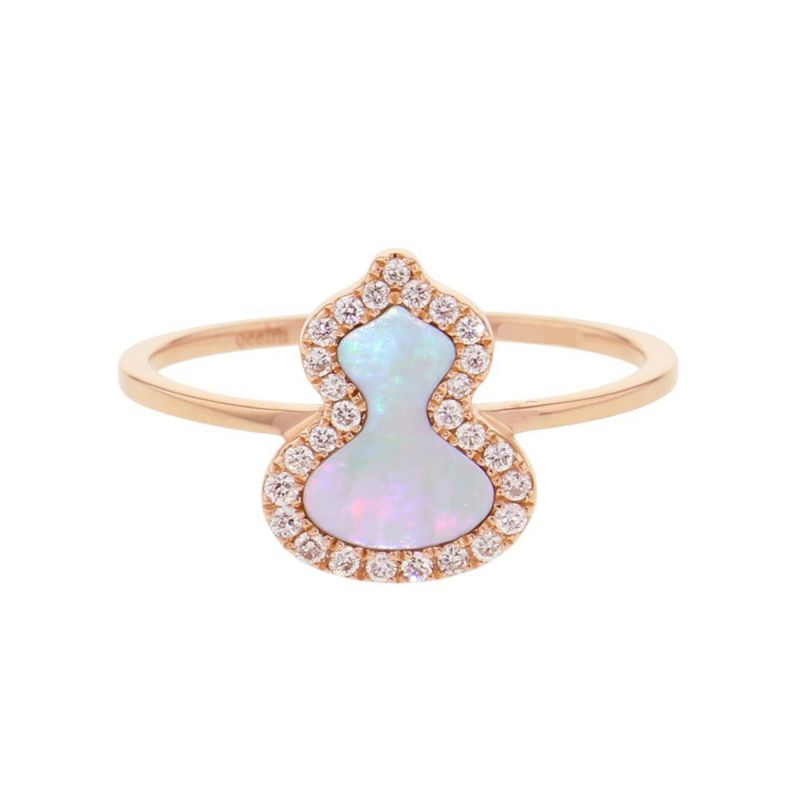 キーリン リング ウル マザーオブパール/ナノダイヤ 0.109ct K18PGピンクゴールド WURPT4ERGMP Qeelin Wulu 瓢箪 ひょうたん 指輪