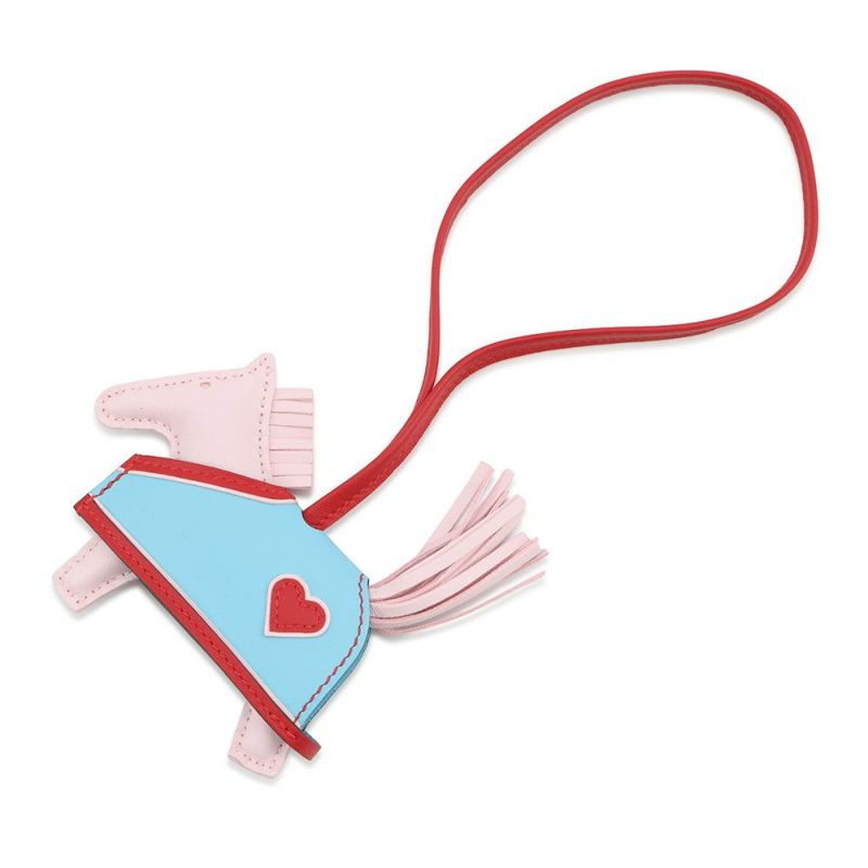 エルメス バッグチャーム ロデオPM ロベオクール ローズダーリン/ルージュラデュー/セレスト ラムスキン K刻印 HERMES チャーム