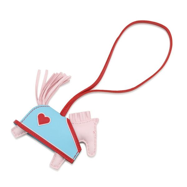 エルメス バッグチャーム ロデオPM ロベオクール ローズダーリン/ルージュラデュー/セレスト ラムスキン K刻印 HERMES チャーム