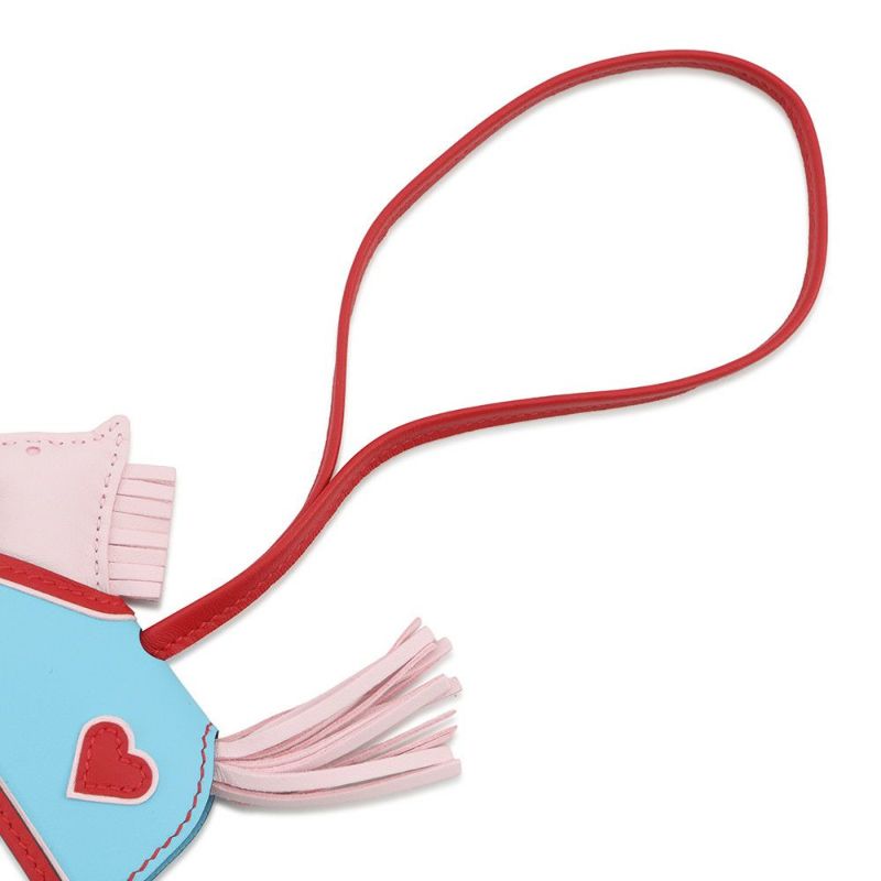 エルメス バッグチャーム ロデオPM ロベオクール ローズダーリン/ルージュラデュー/セレスト ラムスキン K刻印 HERMES チャーム