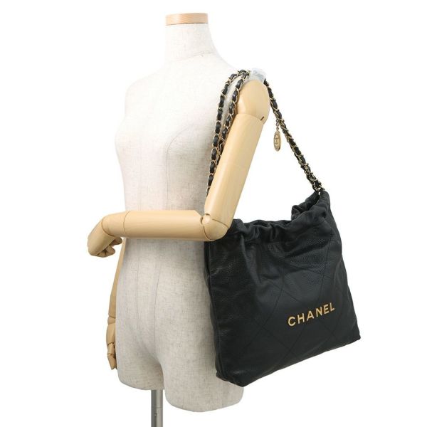 シャネル ハンドバッグ CHANEL 22 マトラッセ スモール グレインドカーフスキン AS3260 CHANEL ポーチ付き 黒
