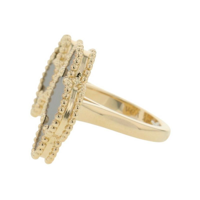 ヴァンクリ リング マジック アルハンブラ アントレ レ ドア リング グレー マザーオブパール/オニキス K18YG サイズ51 VCARN05700