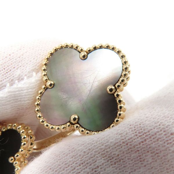 ヴァンクリ リング マジック アルハンブラ アントレ レ ドア リング グレー マザーオブパール/オニキス K18YG サイズ51 VCARN05700