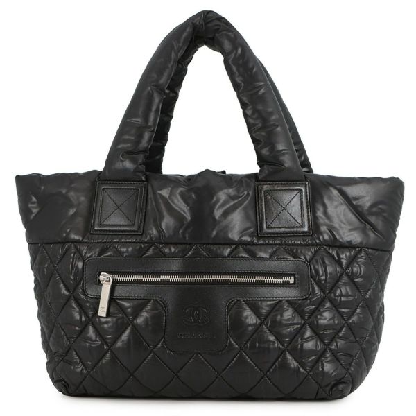 シャネル トートバッグ  コココクーン ココマーク マトラッセ スモール PM ナイロン A48610 CHANEL バッグ 黒