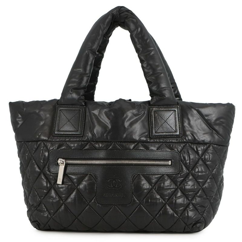 シャネル トートバッグ  コココクーン ココマーク マトラッセ スモール PM ナイロン A48610 CHANEL バッグ 黒