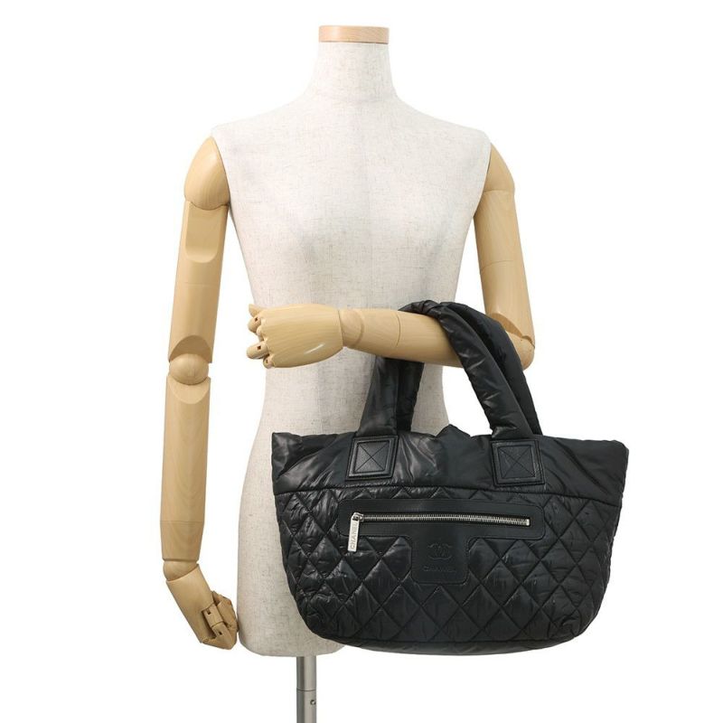 シャネル トートバッグ  コココクーン ココマーク マトラッセ スモール PM ナイロン A48610 CHANEL バッグ 黒