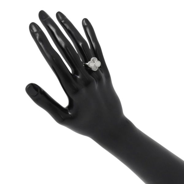 ヴァンクリーフ&アーペル リング ヴィンテージ アルハンブラ リング ギヨシェ K18WGホワイトゴールド サイズ54 VCARP9XI00 指輪