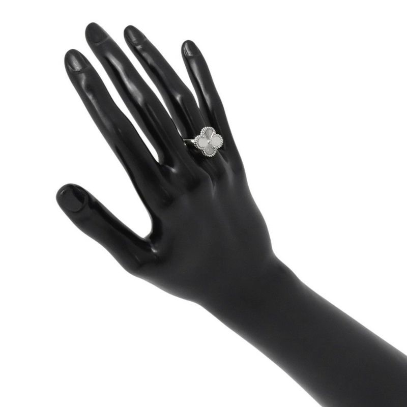 ヴァンクリーフ&アーペル リング ヴィンテージ アルハンブラ リング ギヨシェ K18WGホワイトゴールド サイズ54 VCARP9XI00 指輪