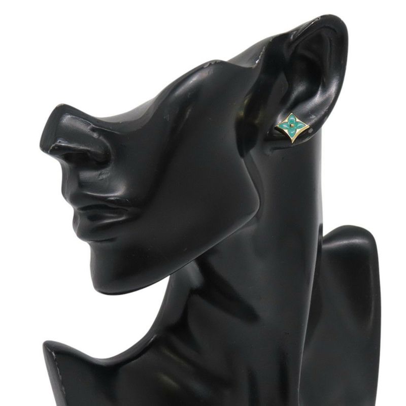 ルイヴィトン ピアス スター カラー フロッサム BB アマゾナイト K18YGイエローゴールド Q16641 LOUIS VUITTON