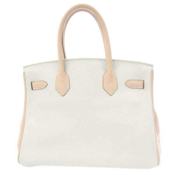 エルメス バーキン30 ホワイト/ローズドラシェ/シルバー金具 スイフト □L刻印 HERMES Birkin SPO