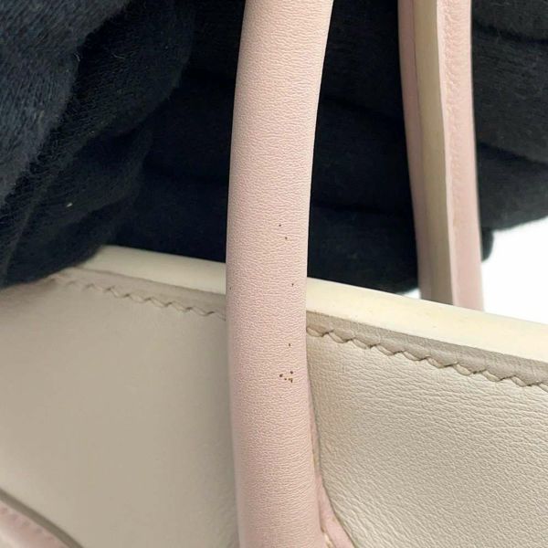 エルメス バーキン30 ホワイト/ローズドラシェ/シルバー金具 スイフト □L刻印 HERMES Birkin SPO