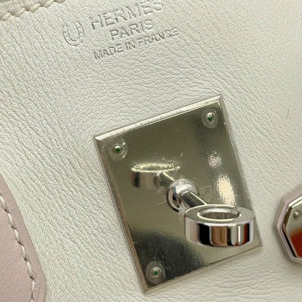 エルメス バーキン30 ホワイト/ローズドラシェ/シルバー金具 スイフト □L刻印 HERMES Birkin SPO